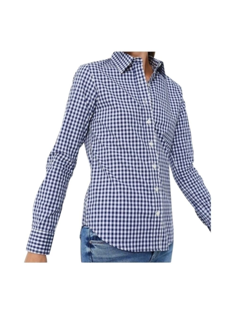 NWT UNTUCKit Belleza Blue Gingham Shirt Sz 4